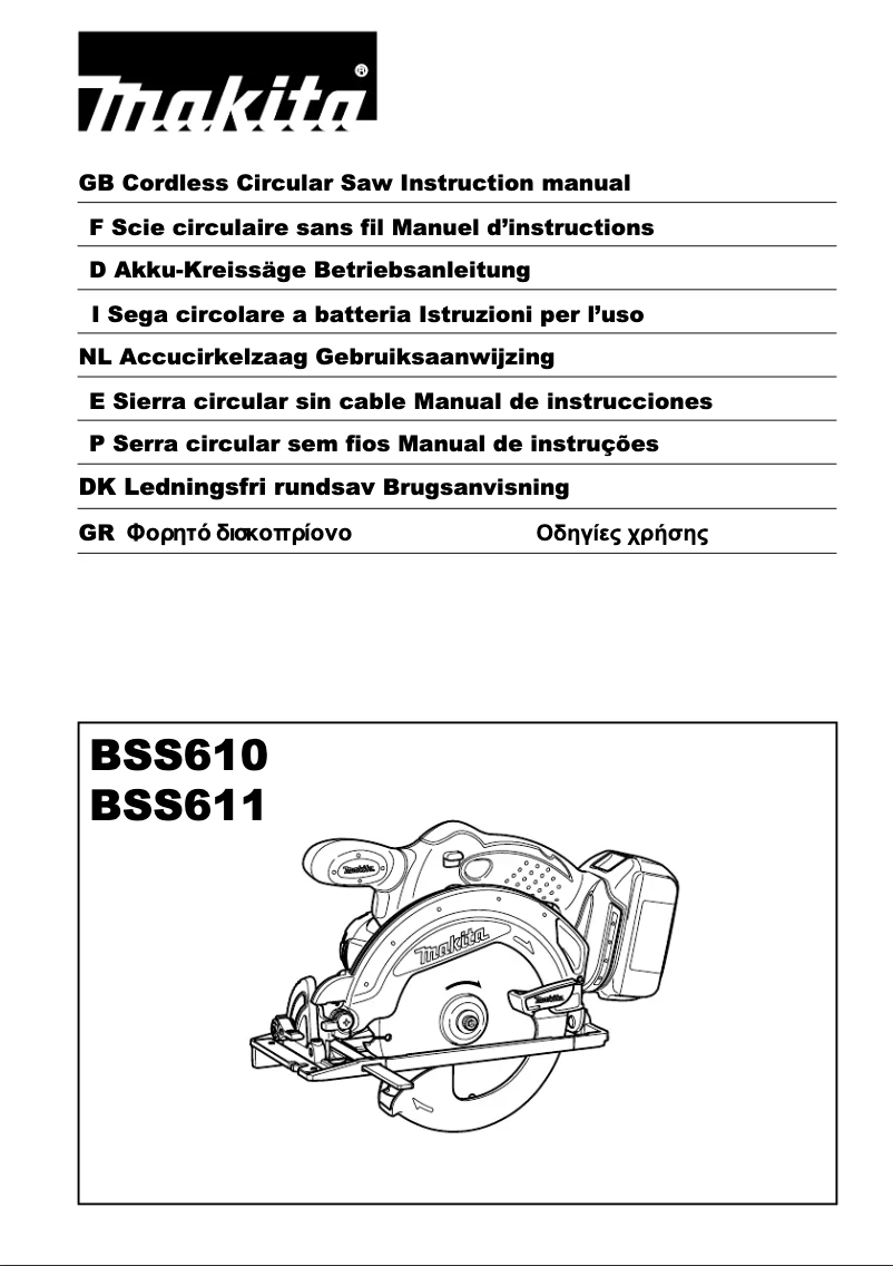 Page 1 of the manual User Manual Makita BSS610