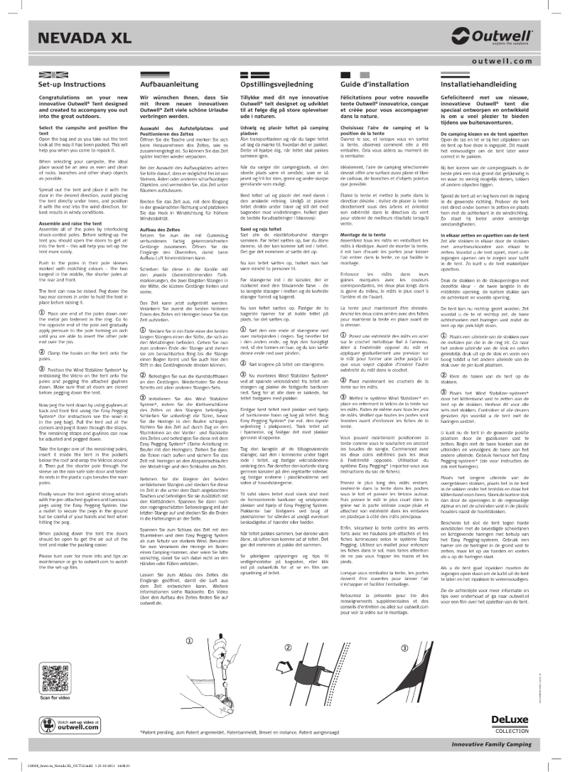 Page 1 of the manual User Manual Outwell DeLuxe Mokka Nevada XL