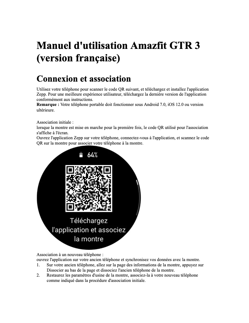 Page 1 of the manual User Manual Amazfit GTR 3