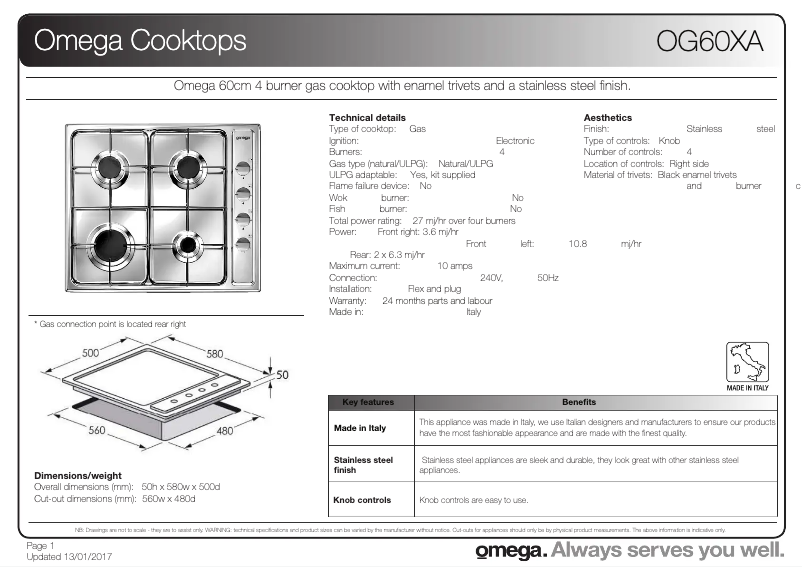 First page image of the manual for OG60XA