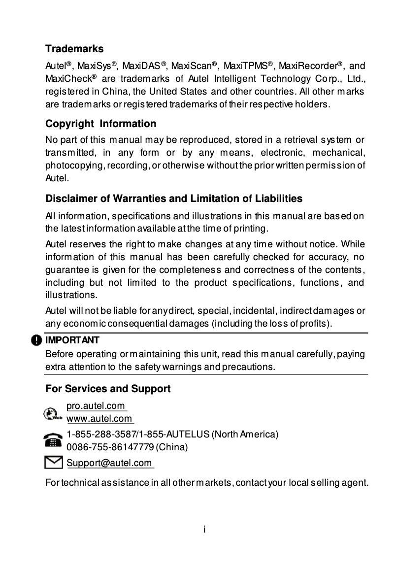 First page image of the manual for MaxiIRT IR100