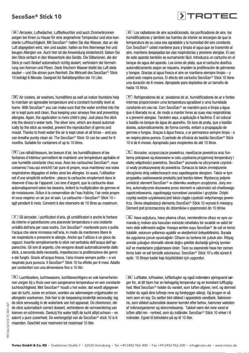 Page 1 of the manual User Manual Trotec SecoScan Stick 10