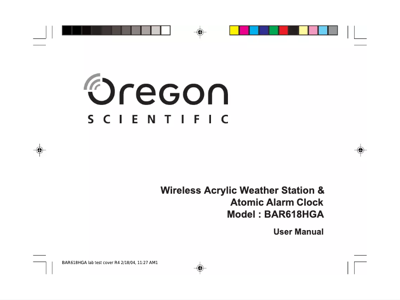 Page 1 of the manual User Manual Oregon Scientific BAR 618HGA