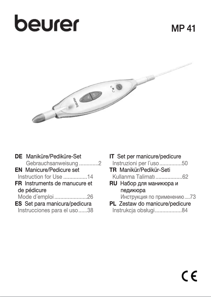 Page 1 of the manual User Manual Beurer MP 41