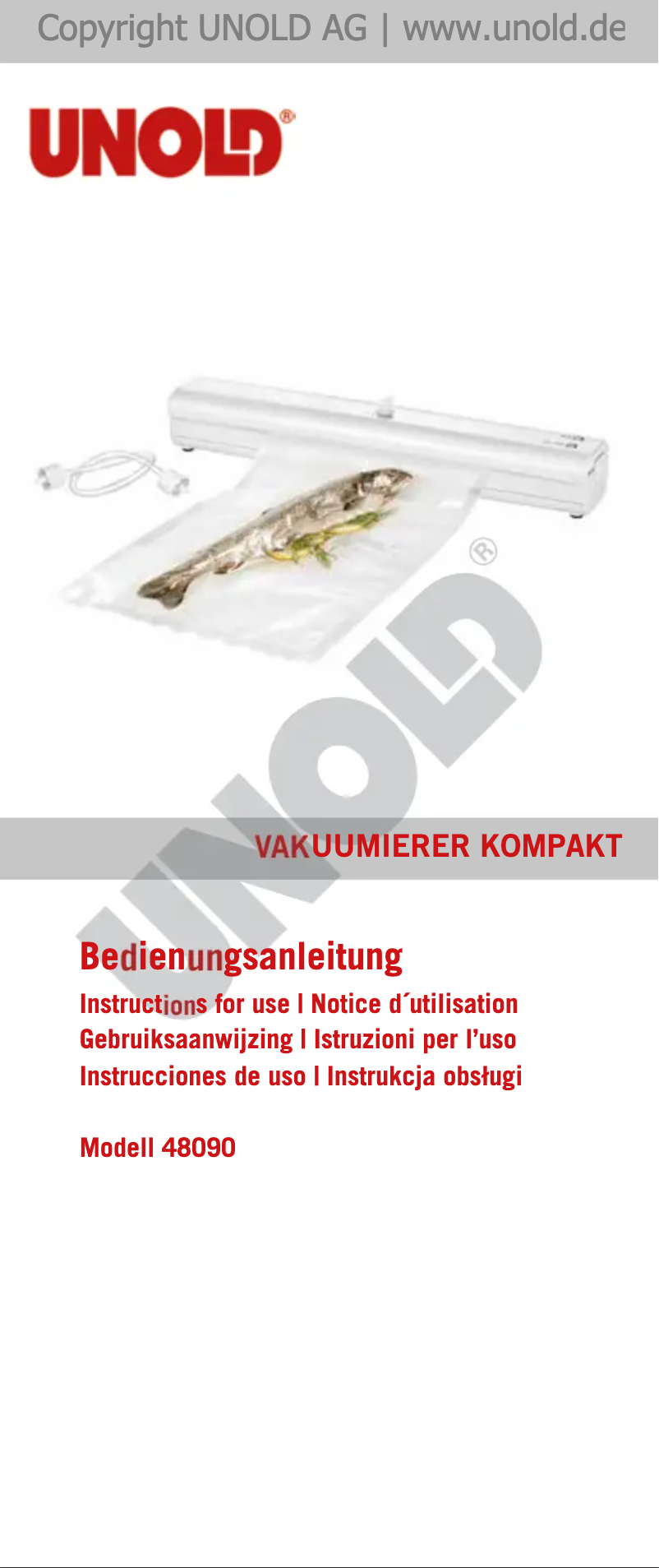 Page 1 of the manual User Manual Unold Kompakt 48090