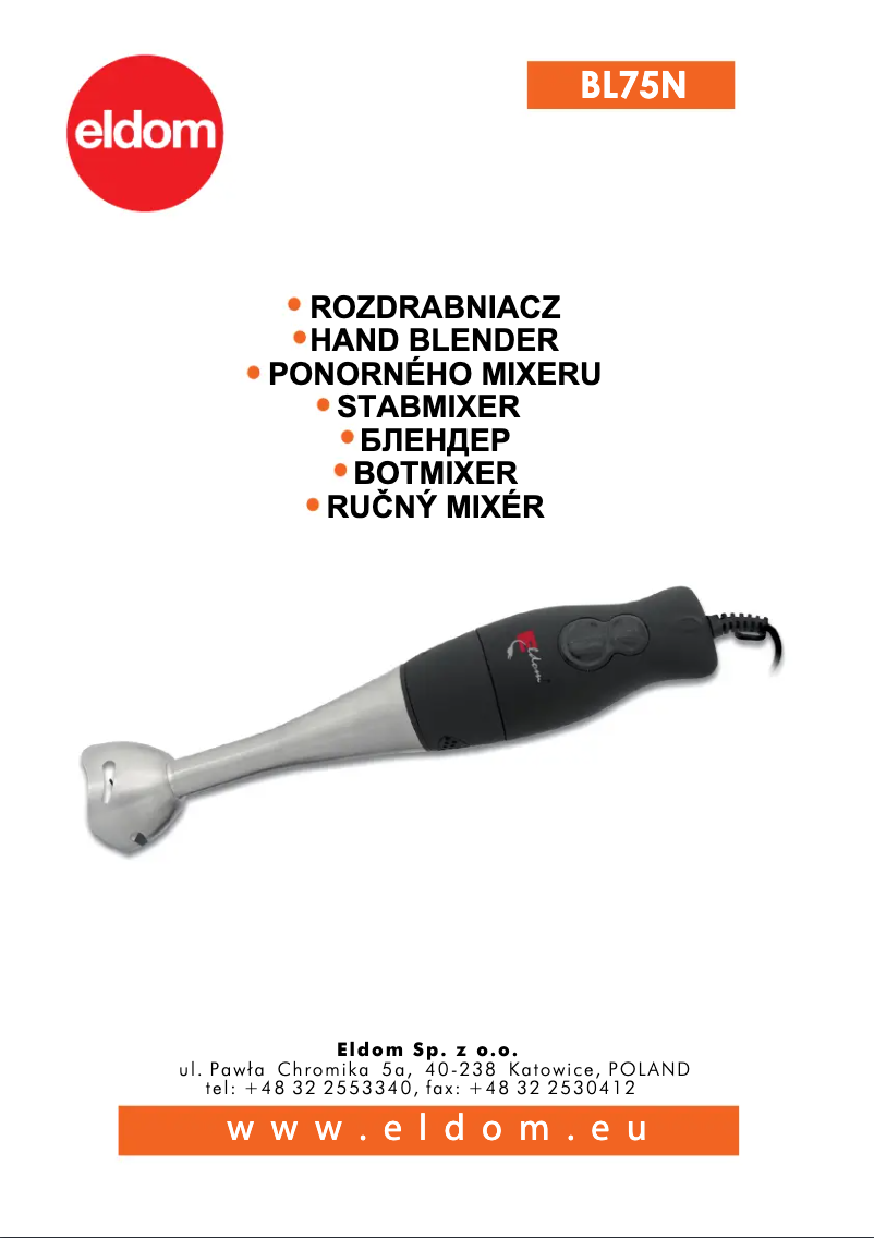 Page 1 of the manual User Manual Eldom Swirl BL75N
