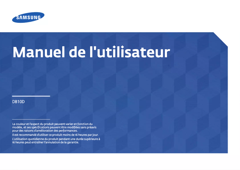 First page image of the manual for DB10D