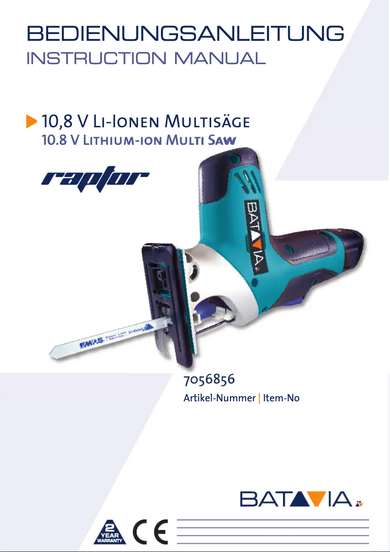 First page image of the manual for Raptor