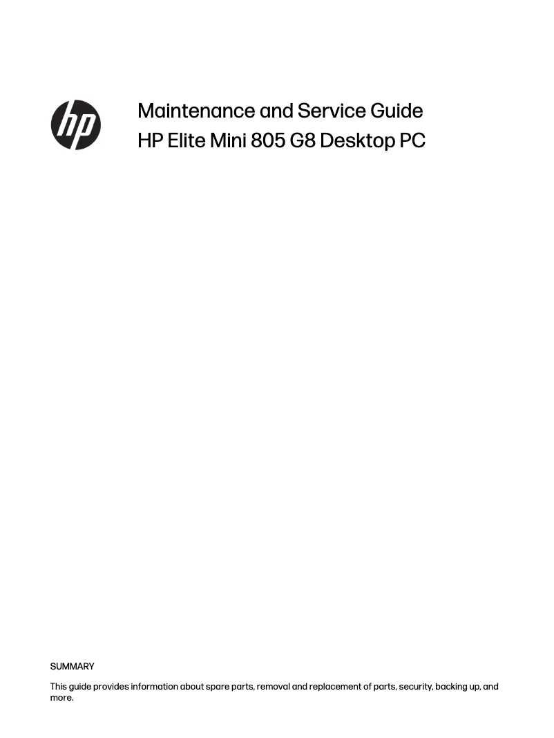 First page image of the manual for Elite Mini 805 G8
