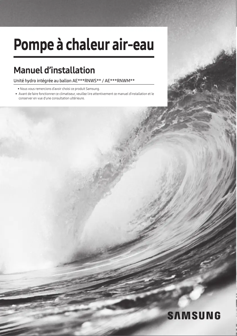 Page 1 of the manual Installation Guide Samsung AE056ANLDEH