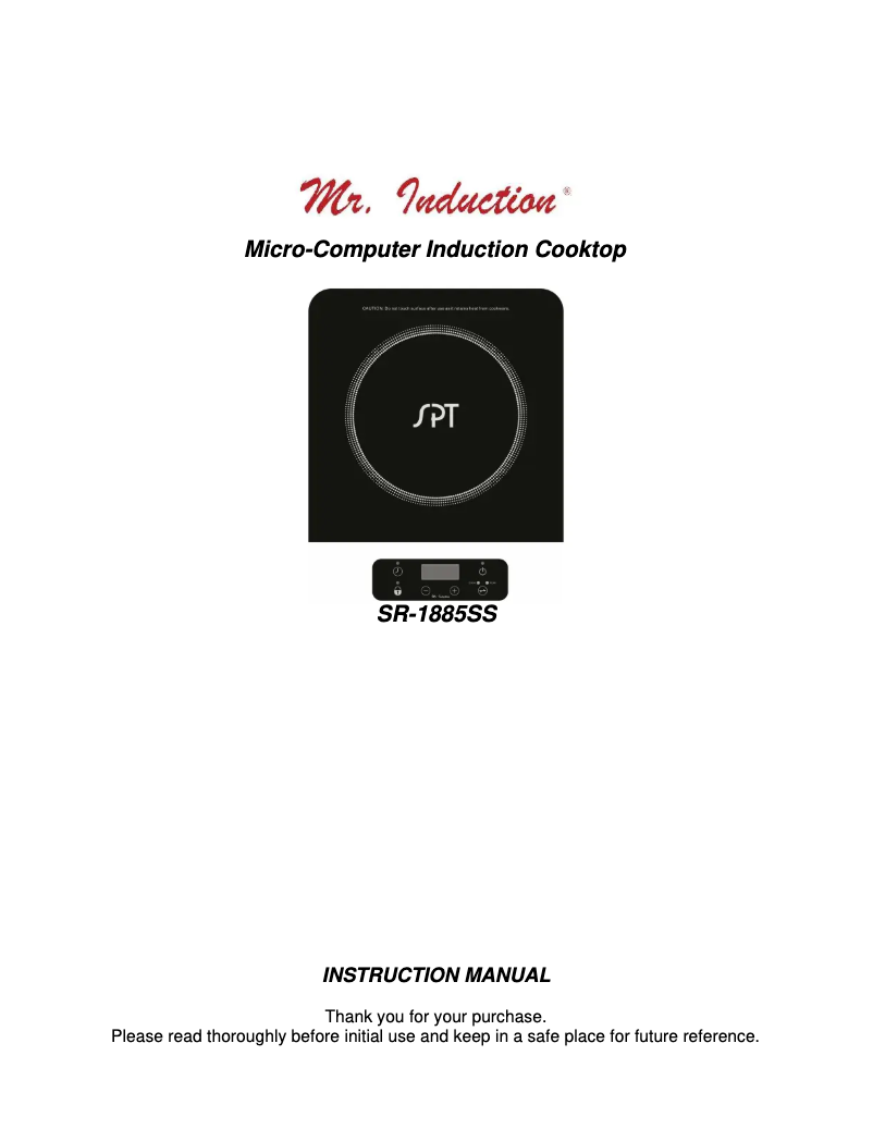 Page 1 of the manual User Manual SPT SR-1885SS