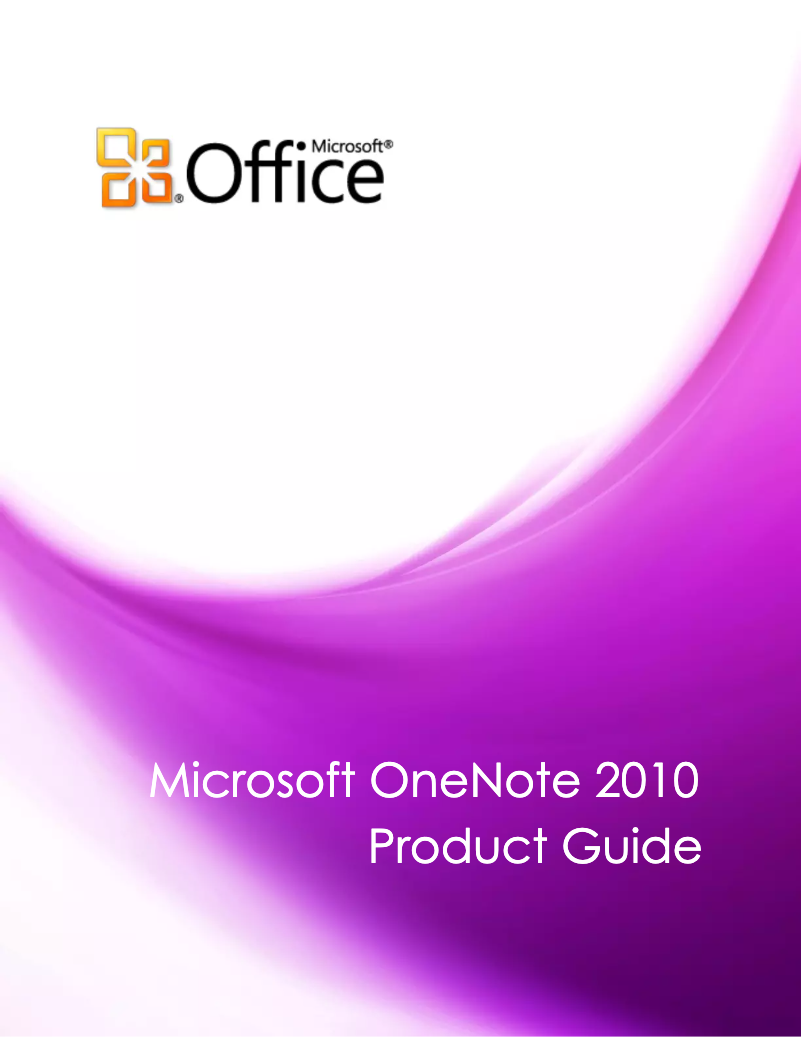 First page image of the manual for OneNote 2010