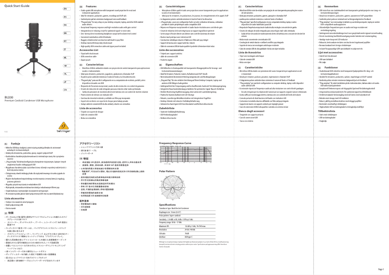 Page 1 of the manual User Manual Behringer BU200