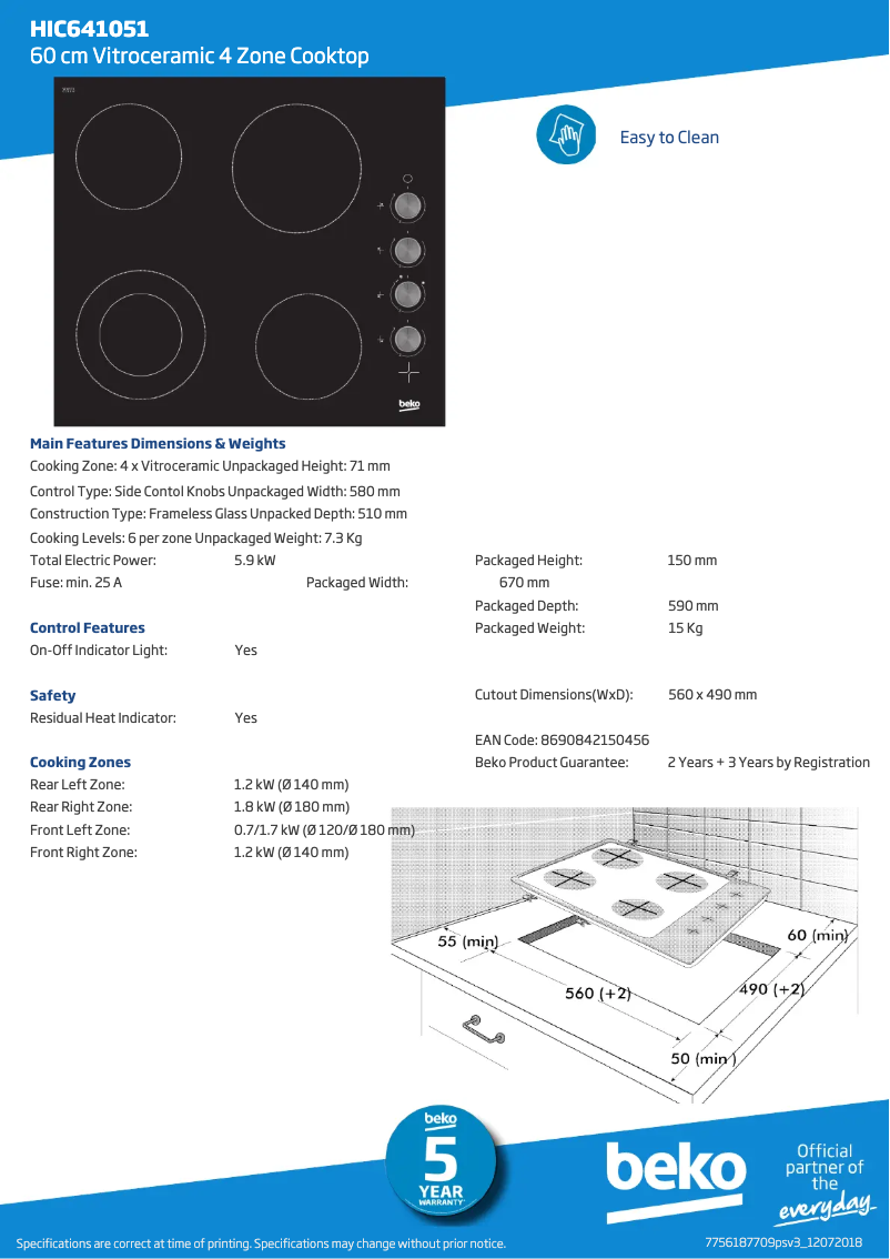 First page image of the manual for HIC641051