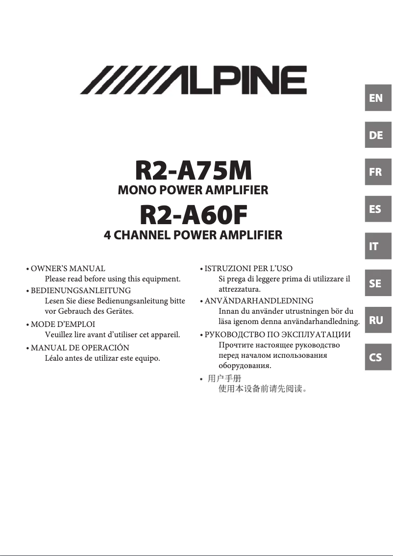 Page 1 of the manual User Manual Alpine R2-A75M