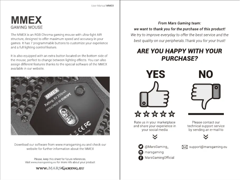 Page 1 of the manual User Manual Mars Gaming MMEXP