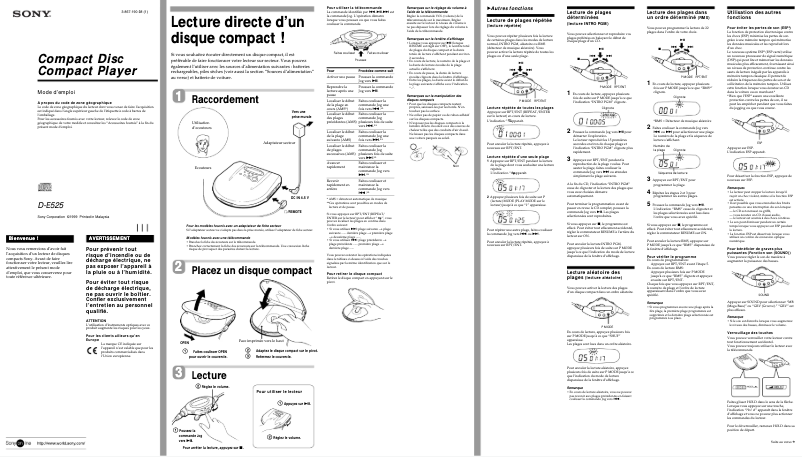 Page 1 of the manual User Manual Sony D-E525