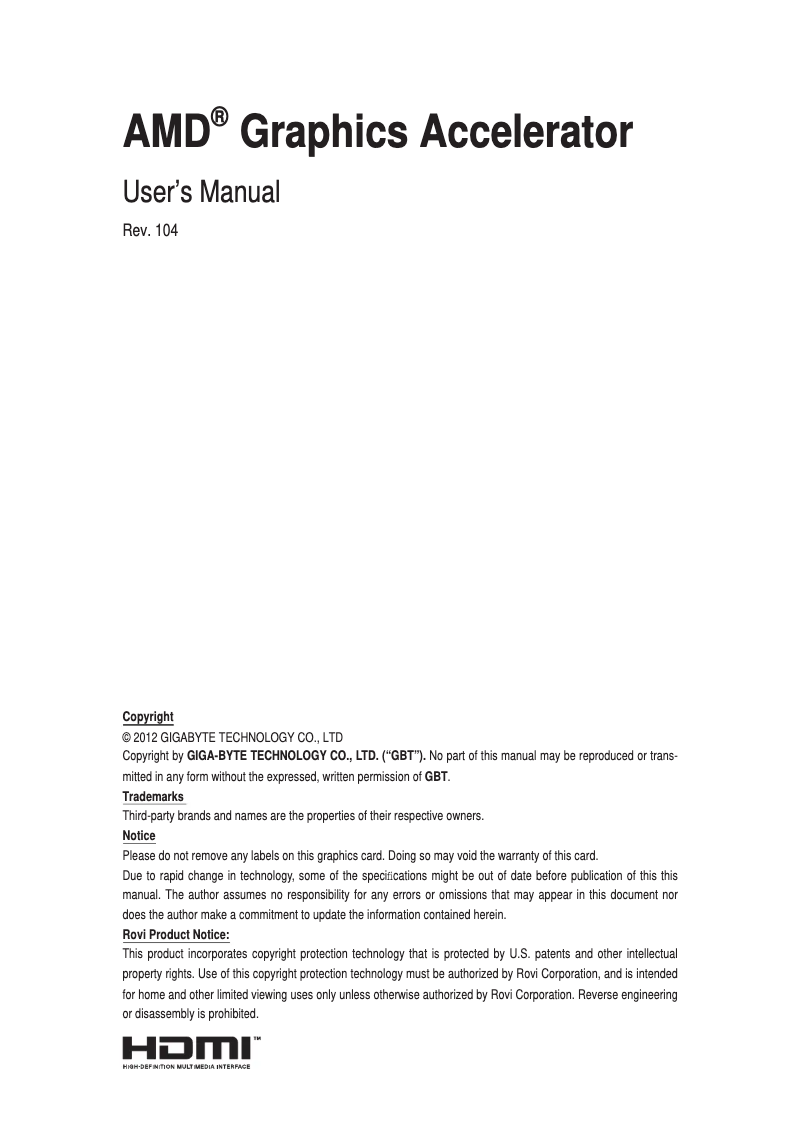 Page 1 of the manual User Manual Gigabyte GV-R467D3-1GI