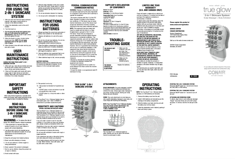 Page 1 of the manual User Manual Conair FCB10