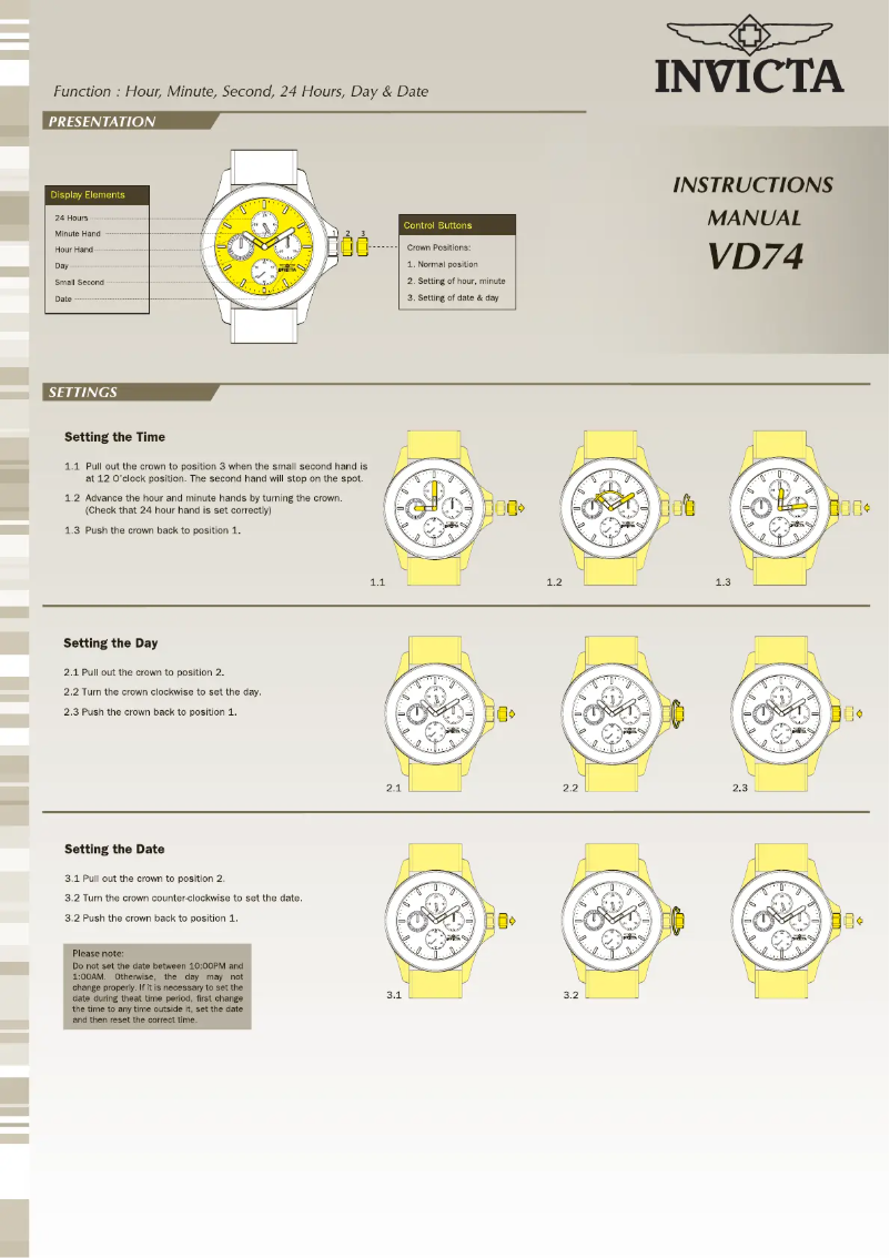 Page 1 of the manual User Manual Invicta Russian Diver 31252