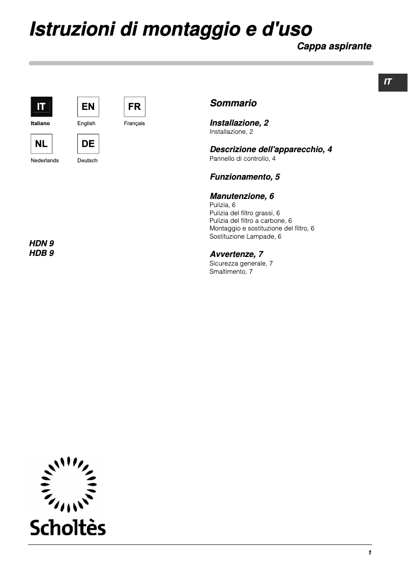 First page image of the manual for HDB 9