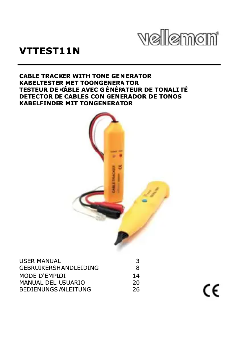 First page image of the manual for VTTEST11N