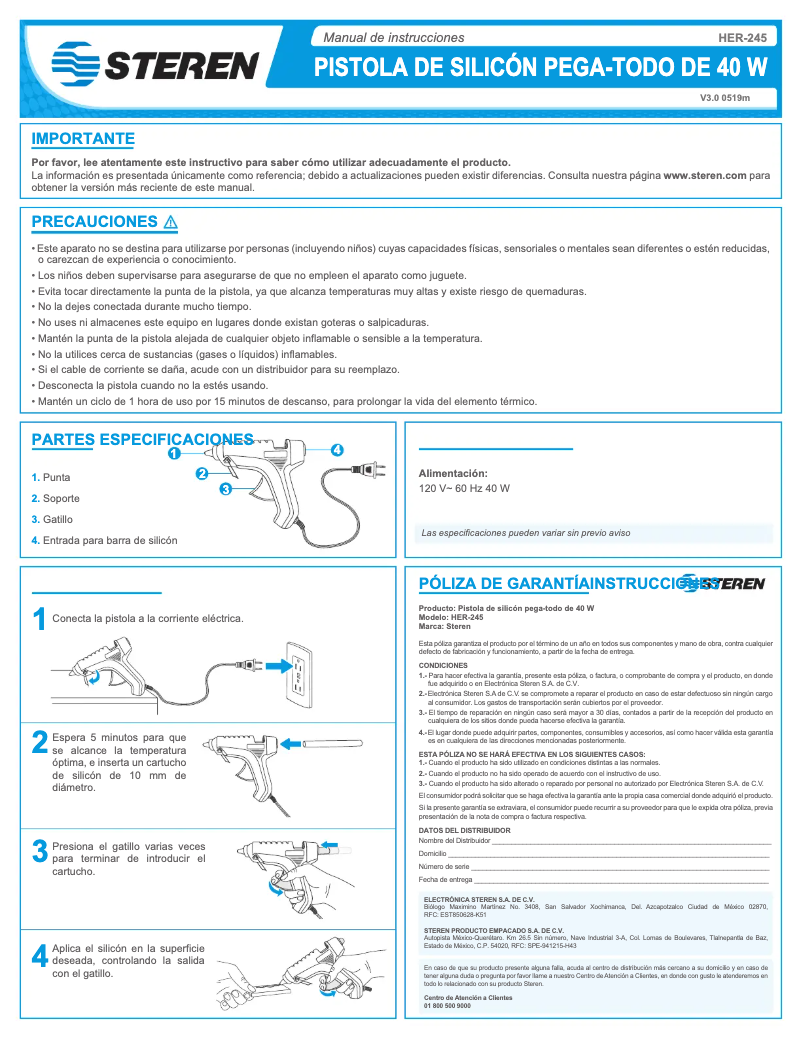 Page 1 of the manual User Manual Steren HER-245