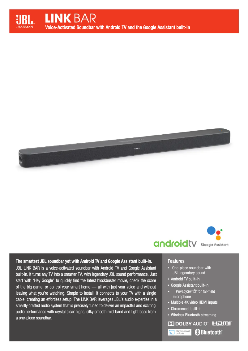 First page image of the manual for Link Bar