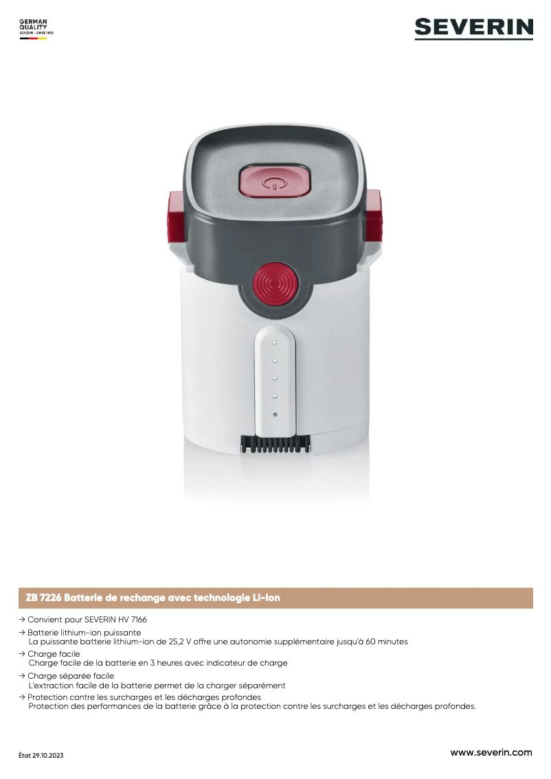 Page 1 of the manual User Manual Severin ZB 7226