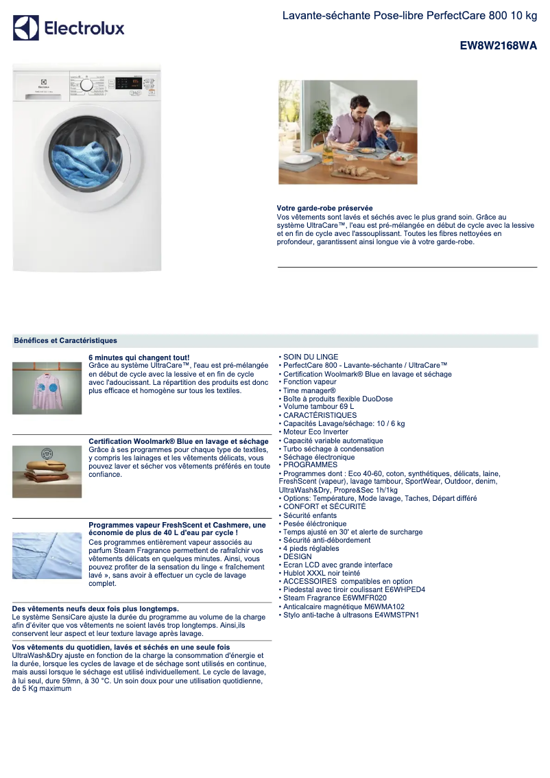 First page image of the manual for EW8W2168WA