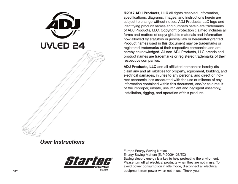 First page image of the manual for Startec UVLED 24