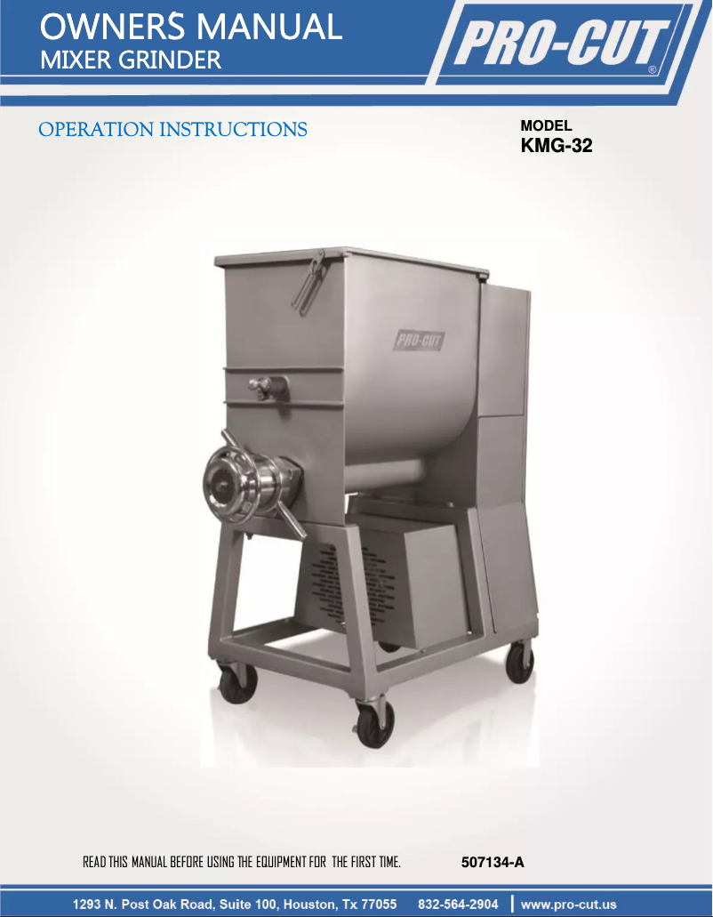 First page image of the manual for KMG-32