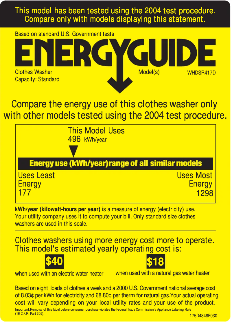 First page image of the manual for WHDSR417DWW