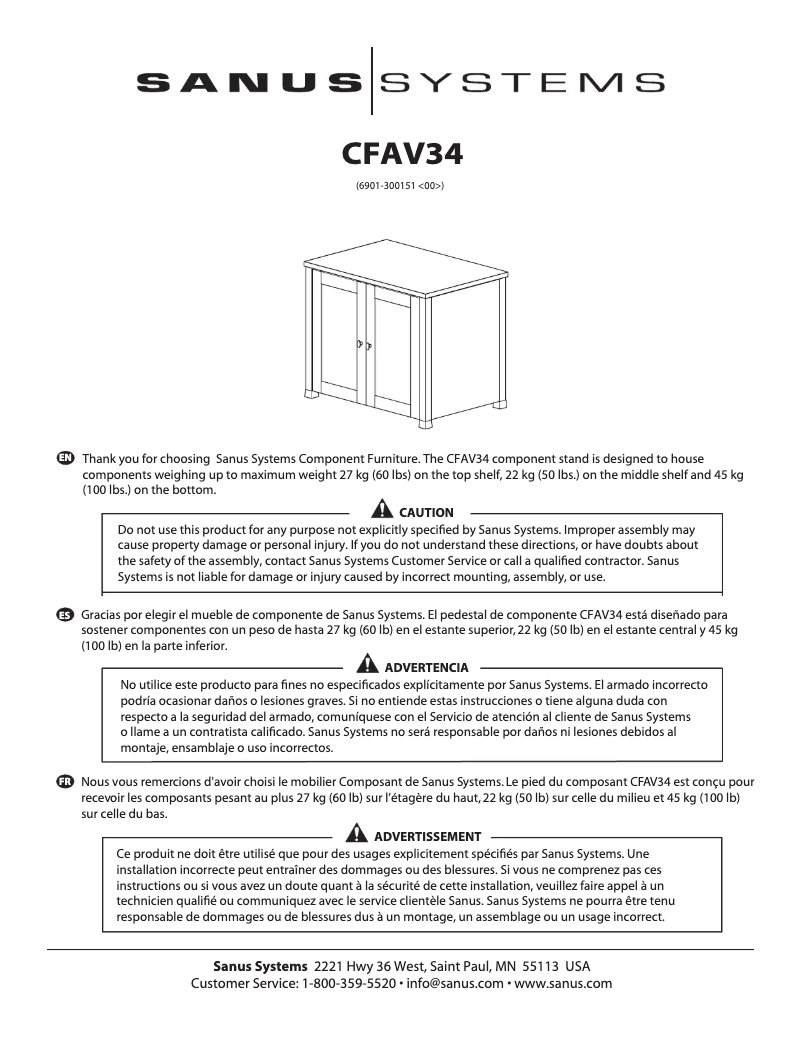 Page 1 of the manual User Manual Sanus CFAV34