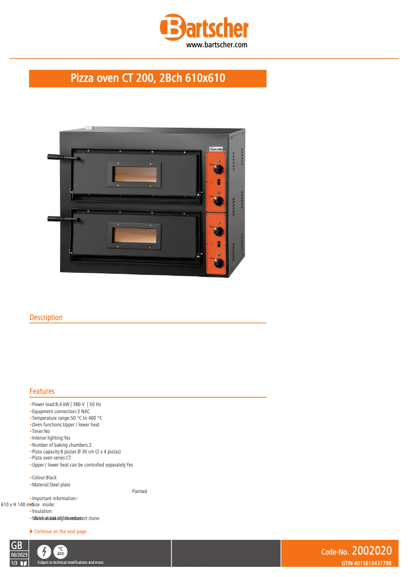 First page image of the manual for CT 100