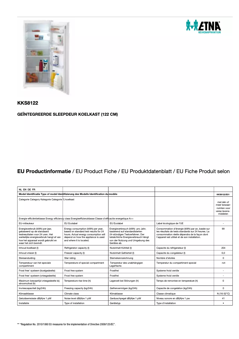 First page image of the manual for KKS8122