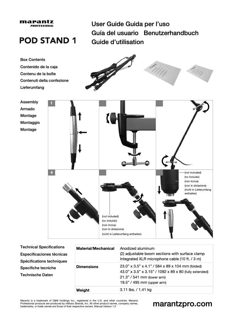 First page image of the manual for Pod Stand 1