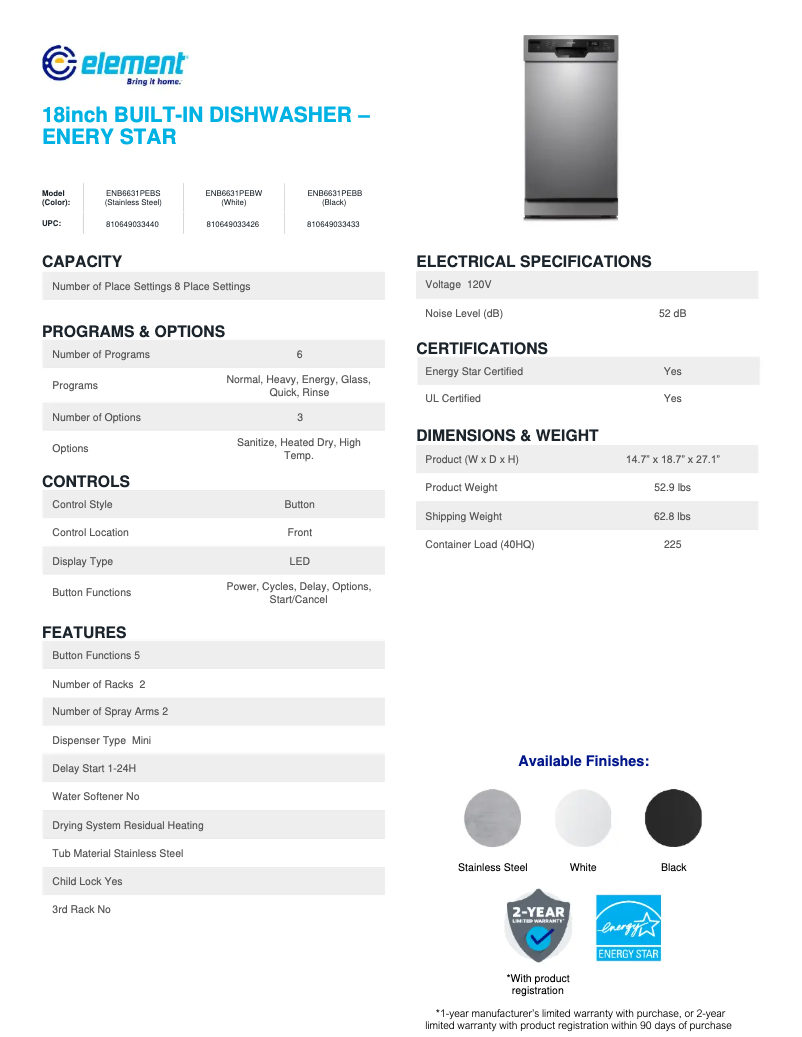First page image of the manual for ENB6631PEBB