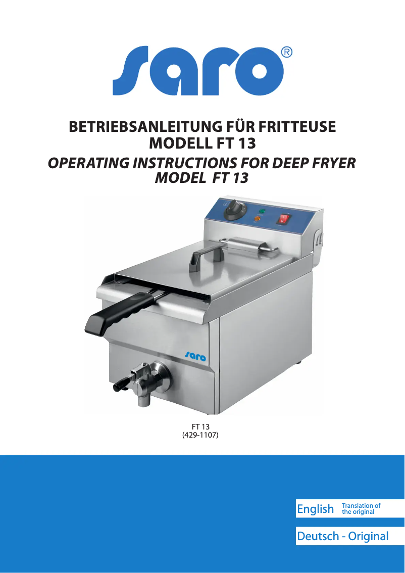 Page 1 de la notice Manuel utilisateur Saro FT 13