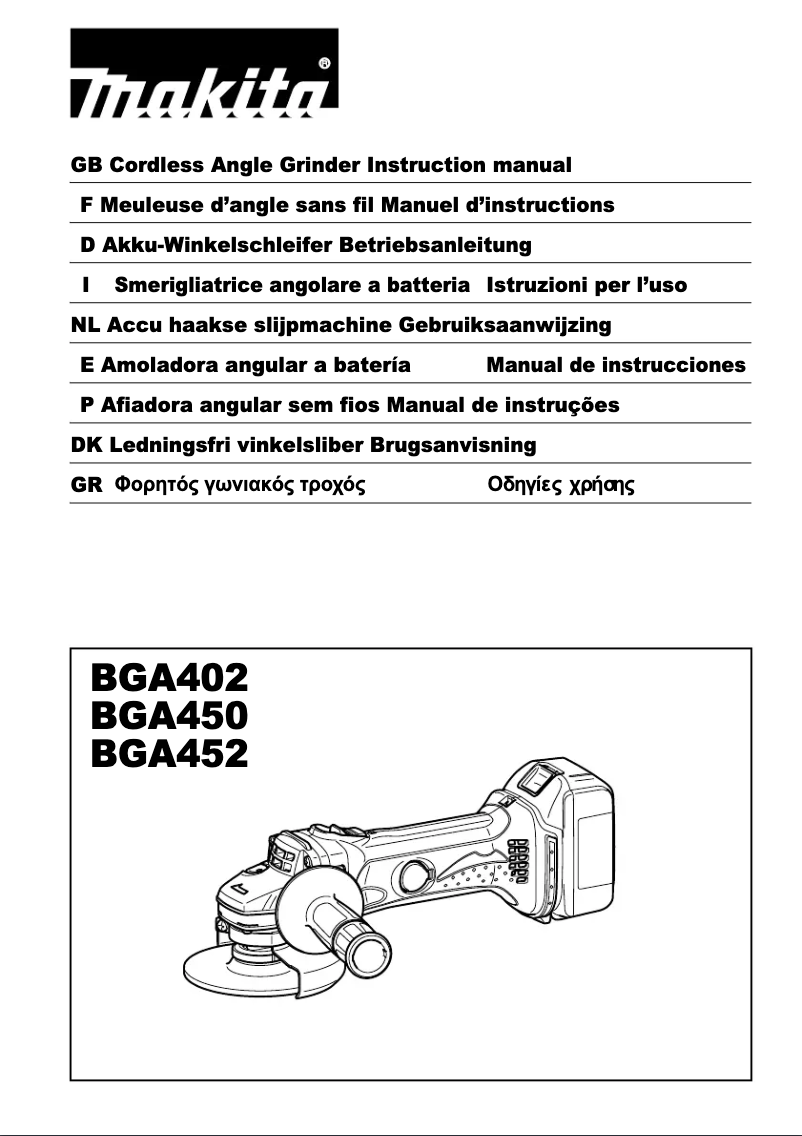 Page 1 of the manual User Manual Makita BGA452Z