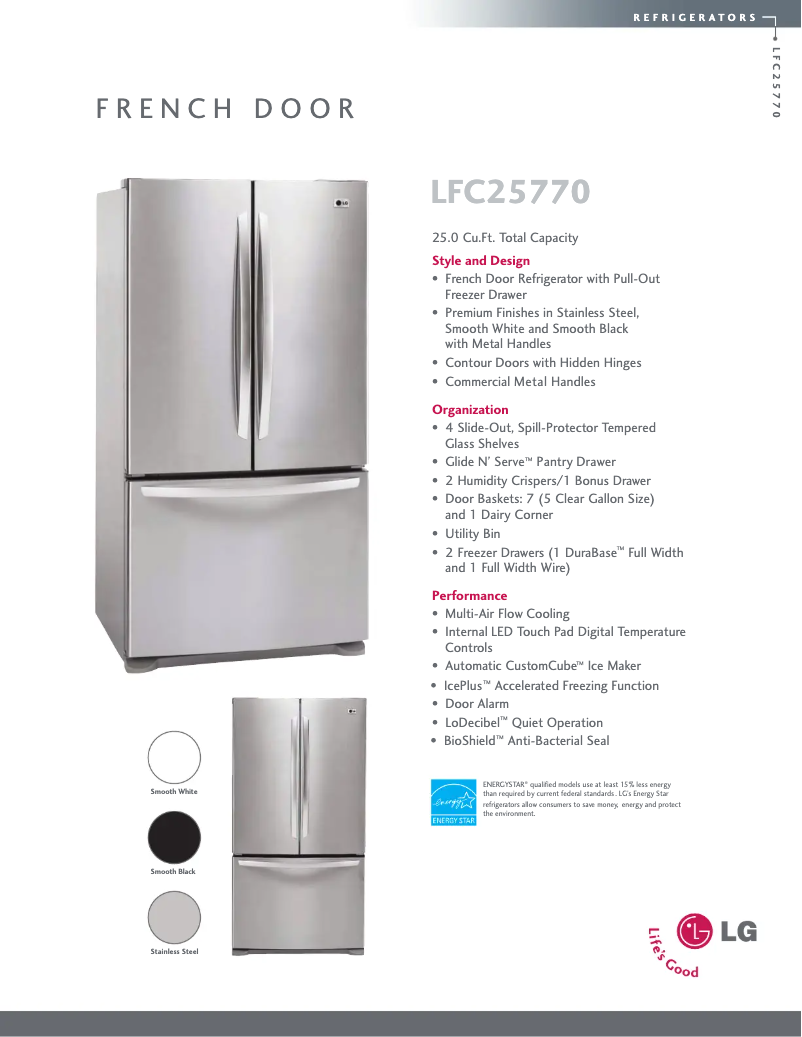 Page 1 of the manual Technical Sheet LG LFC25770ST