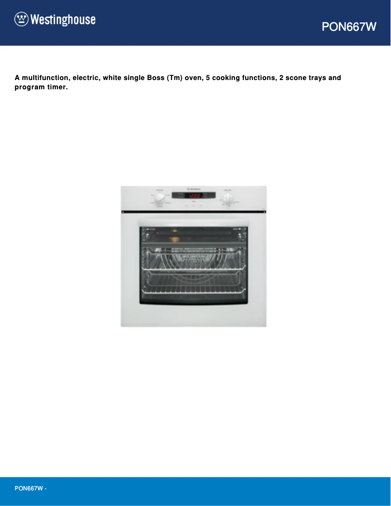 Page 1 of the manual User Manual Westinghouse PON667W