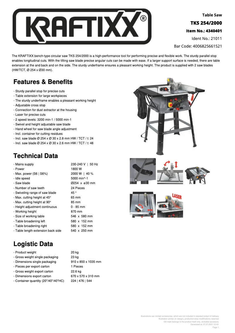 First page image of the manual for TKS 254/2000