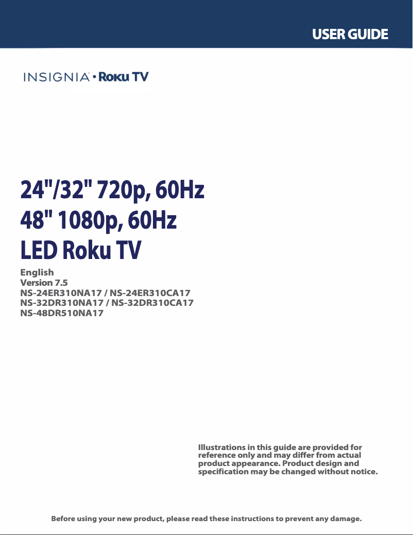 First page image of the manual for NS-24ER310NA17