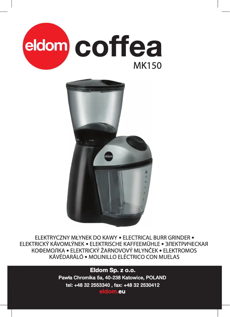 Page 1 of the manual User Manual Eldom COFFEA MK150