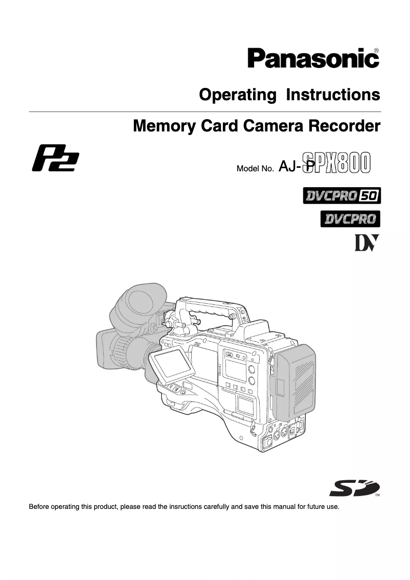First page image of the manual for AJ-SPX800