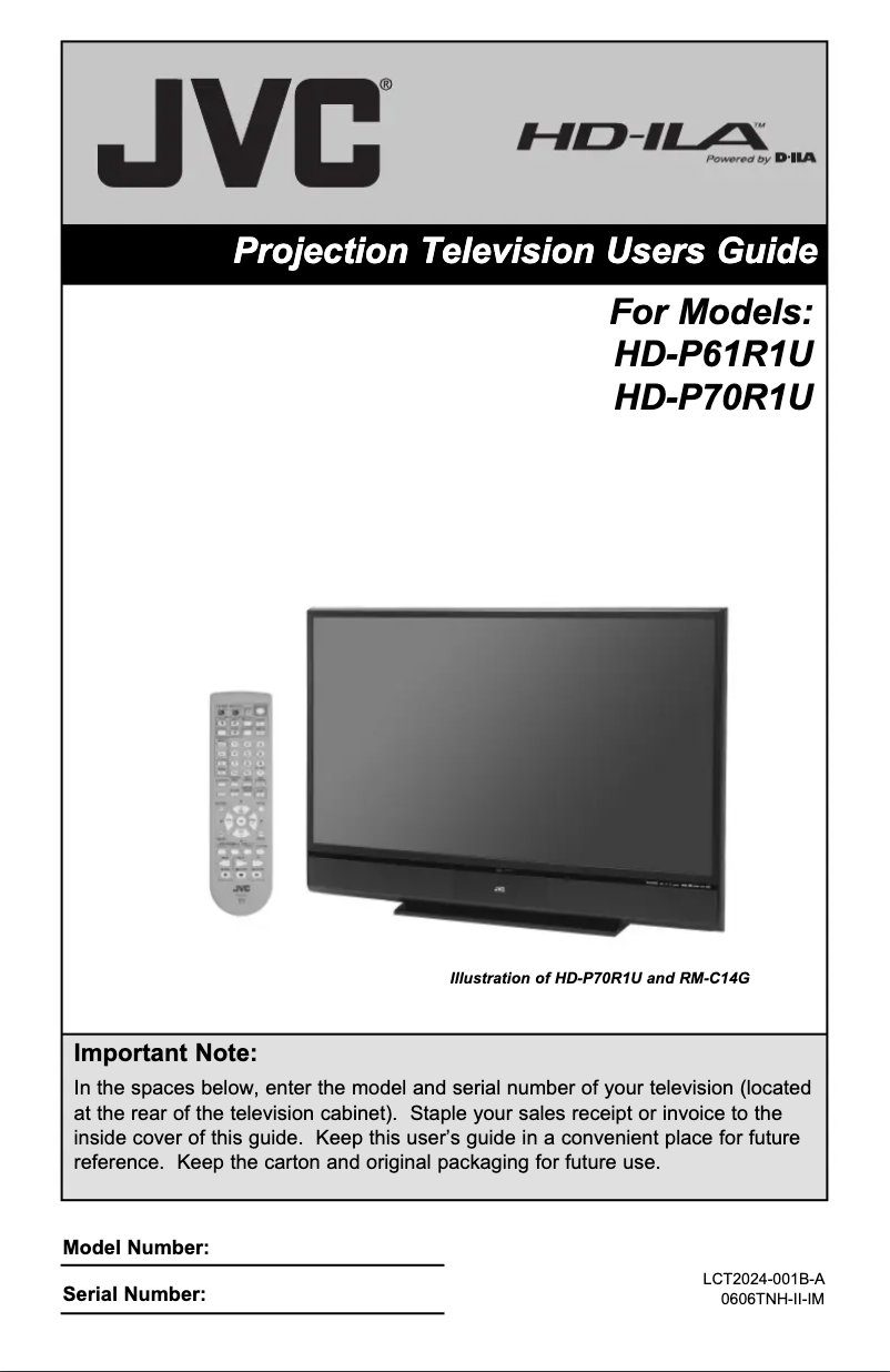First page image of the manual for HD-P61R1U