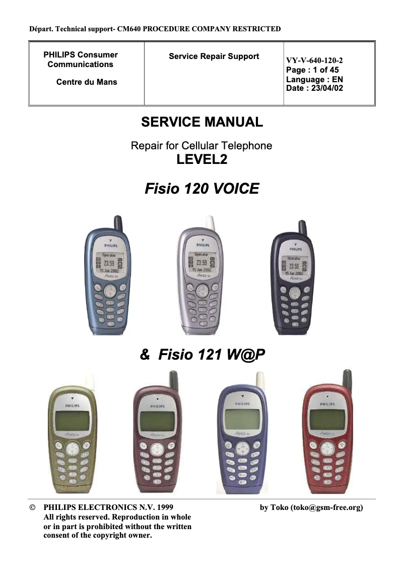 Page 1 of the manual User Manual Philips Fisio 121 W@P