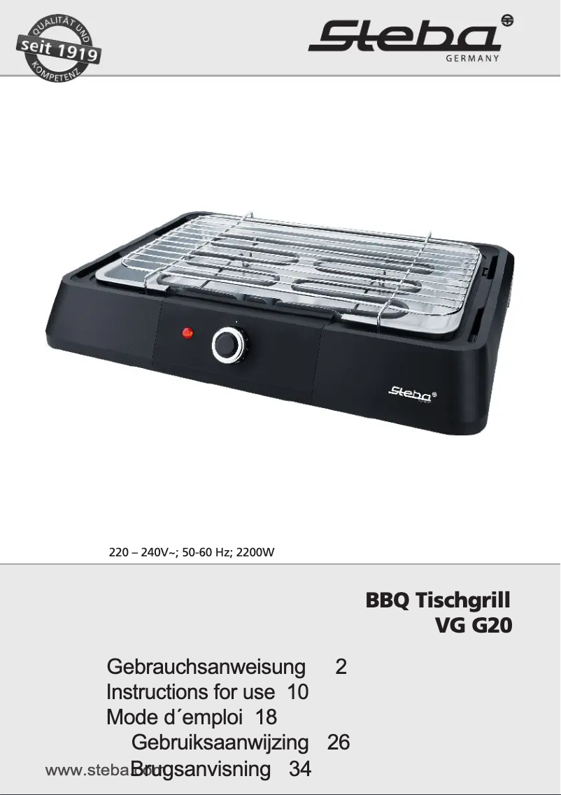 Page 1 of the manual User Manual Steba VG G20