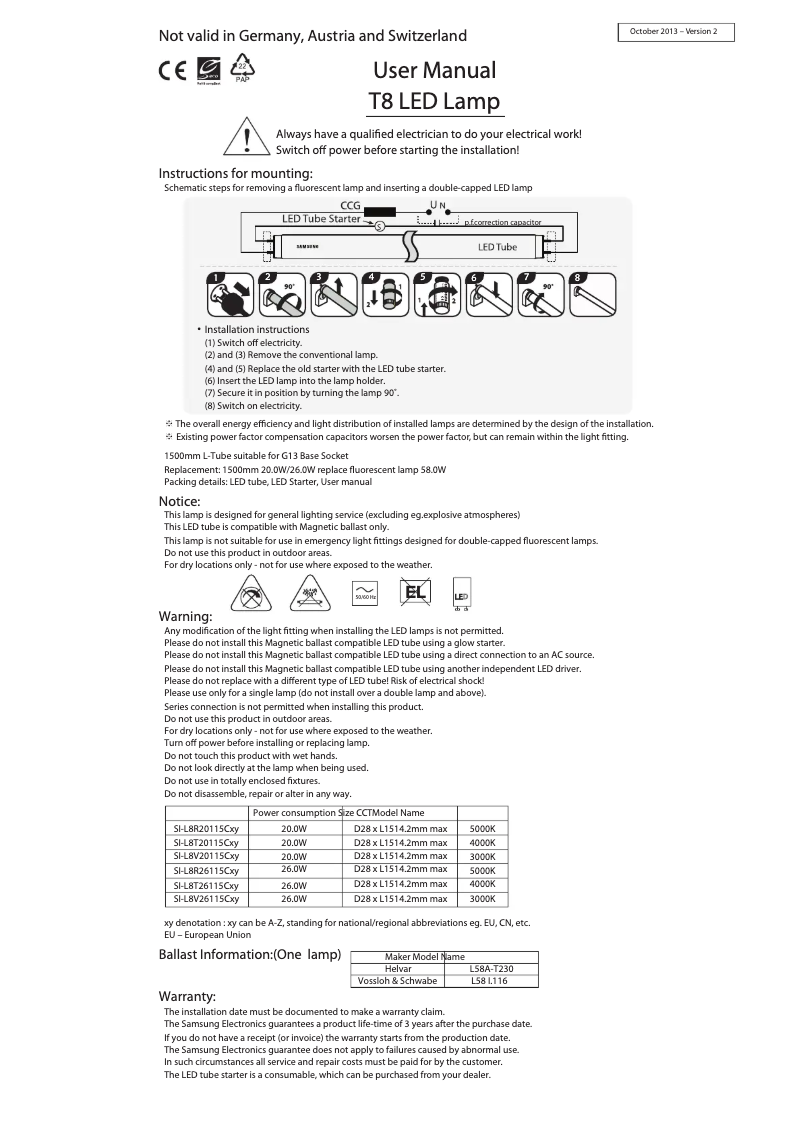 Page 1 of the manual User Manual Samsung SI-L8V26115CEU